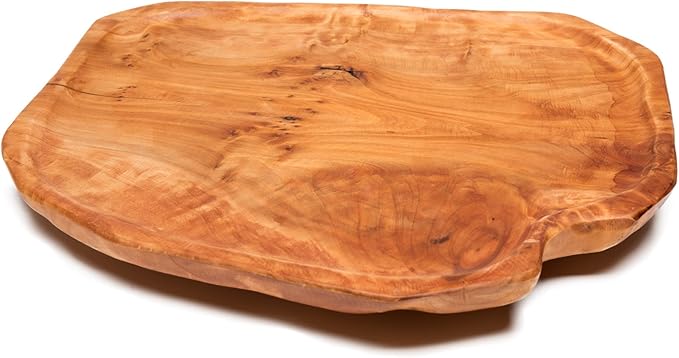 Driini Premium Handmade Root Wood Lazy Susan Turntable Organizer - Rustic Wooden Serving Platter Cheese Board (12")