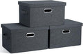 Graciadeco Medium 15" 21 Quart Collapsible Stackable Storage Bins with Lids, 3 Packs Dark Grey Foldable Fabric Closet Boxes H