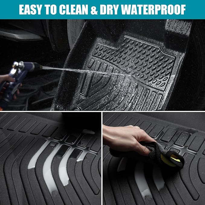 6PCS All Weather Floor Mats for 2024 2025 Tesla Model 3 Highland, 3D TPE Protection Floor Liners Cargo Liner and Cargo Trunk Mats Accessories Front Rear Cargo Mat Full Set (2024 Model 3 Highland)