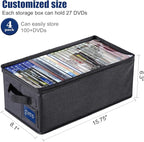 CCidea DVD Storage Box with Clear Window - 15.75" Foldable Media Organizer, Premium Zipper Closure, Holds 27+ DVDs, Dustproof Non-woven Fabric, Reinforced Handles & Label Slot (4)