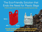 Sturdy Reusable Grocery Bags Foldable and Washable - Made From RipStop Nylon Hold 50lbs - Designed in USA Reusable Shopping Bags Inside a Compact Pod with Carry Clip - 10 Pack in Red