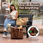 VeraMia Canvas Grocery Bag 3pc XL Set with Real Pockets, Long Shoulder Strap and Short Handle. Heavy Duty, Foldable, Washable