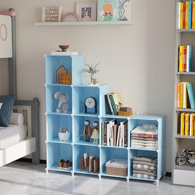 AWTATOS Cube Storage Organizer Protable Closet Organizers and Storage for Kids DIY Stackable 12 Cube Storage Shelves Clothes 