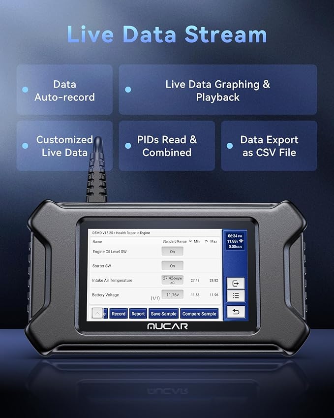 MUCAR CS90 OBD2 Scanner Diagnostic Tool with 28+ Reset Services, Oil/EPB/SAS/BMS/Injector, ABS Bleeding, Throttle Relearn, ABS