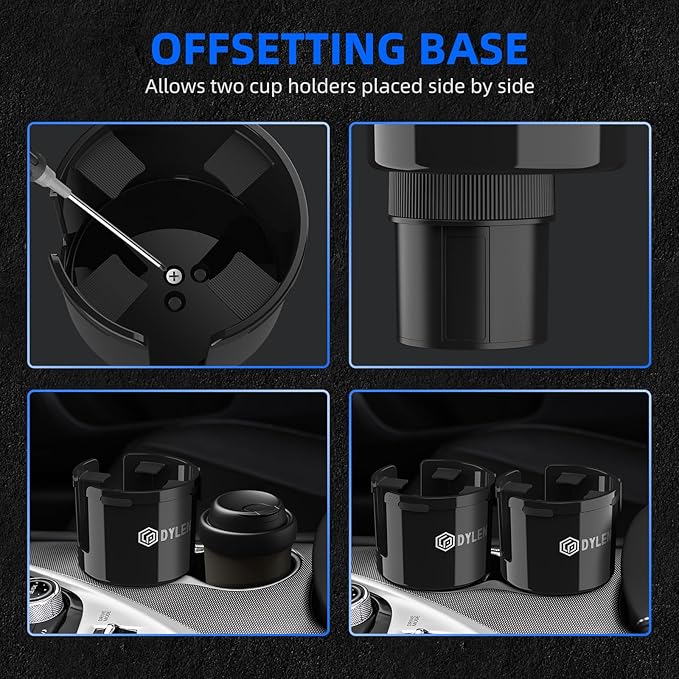 DYLEN Car Cup Holder Expander, Cup Holder Extender Adapter for Car with Expandable Base, Fits Yeti 20/26/30/46oz, Hydroflask 