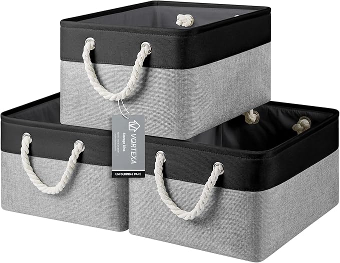 Large Storage Baskets- 15.7x11.8x8.26 inch Storage Bins for Shelves and Closet Organizing, Foldable Fabric Bin for Home Organ