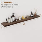 Floating Shelves for Wall Decor, 8 Inch Deep Rustic Solid Elm Wood Floating Shelves Wall Mounted, Wall Shelves with Invisible
