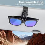 Veharvim Sunglass Holder for Car (2 Pack, One-Handed Operation, Gentle & Secure Hold, Silicone Padded, Universal Fits Sunglass and Car Visor) - Sunglasses Clip for Car Visor (Black & Silver, 4 Pack)