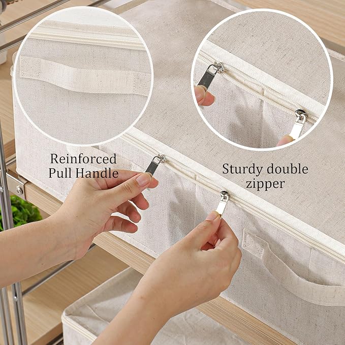 Underbed Storage Bins Drawer, Foldable Under Bed Boxes, Fabric Closet Container with Lid for Organizing Clothes, Sheets, Blan