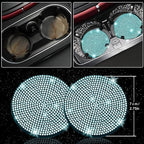 NBTEPEM 27 PCs Aquamrine Bling Car Accessories Set for Women, Steering Wheel Covers Universal Fit 15 Inch, Bling License Plate Frame, Bling Phone Holder, Bling Car Coasters (Aquamrine Diamond)