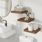 Fun Memories Rustic Wood Floating Shelves for Wall, Space-Saving Wall Mounted Shelves for Bathroom, Bedroom, Living Room and 