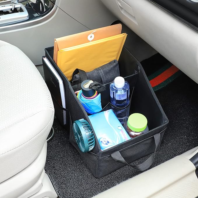 Car Organizer - Automotive Organizer for Front And Back Seat or Floor, Car Caddy Organizer with Divide, Handles and Multiple