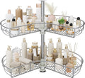 DWVO 31″ Kidney 2-Tier Lazy Susan – Telescoping Mount Corner Cabinet Organizer with Pie-Shelf Design, for Bathroom,Kitchen Ca