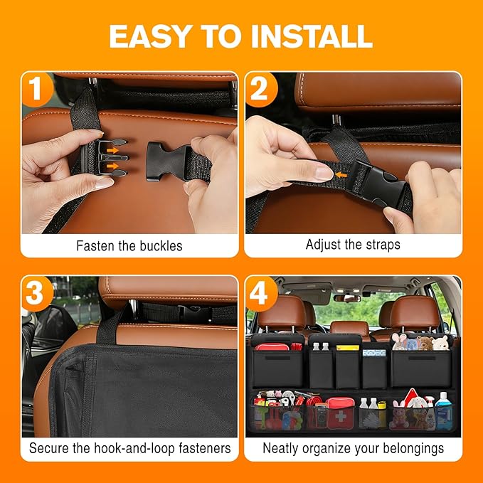 MoKo Trunk Organizer for SUV, Car Organizer with 10 Pockets Large Capacity & 3 Adjustable Straps for Easy Installation,