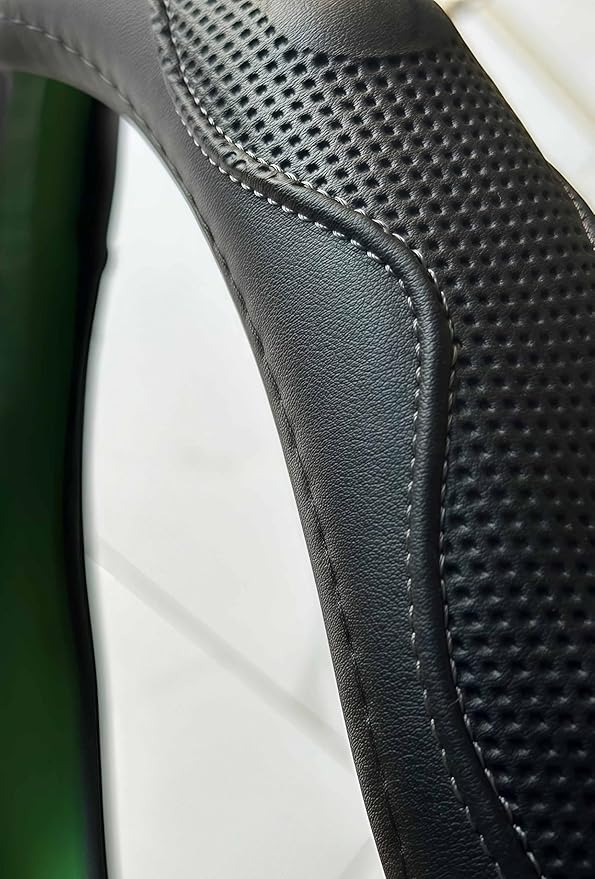 Leather Steering Wheel Cover Women for Toyota Acura Audi BMW Buick Cadillac Chevrolet Chrysler Dodge Ford GMC Honda Jaguar Jeep Kia Mazda Mercedes-Benz Nissan Subaru MINI Cooper (Black, 15 inch)