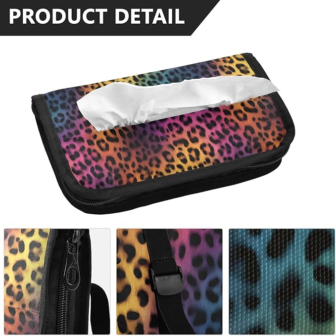 Car Tissue Holder Car Visor Organizer Tissue Box Holder for Car Sun Visor Organizer with Car Vehicle Accessories Essentials Interior for Women Men Gradient Leopard Print
