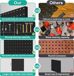 Peg Board, 6 Pack 12"x12" Black Metal Pegboard Panels Pegboards Wall Organizer with Bent Frame Large Heavy Duty Peg Board for