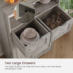 Iwell Storage Cabinet with 2 Drawers & 2 Adjustable Shelves, Kitchen Cabinet, Cupboard, for Living Room, Kitchen, Entryway, H