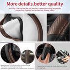 Non-Slip Car Nappa Leather Steering Wheel Cover,Universal Car Accessories Women Men Fit 14" 1/2-15" Suvs/Vans/Sedans/Cars/Tru