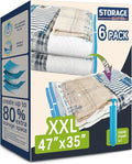 XXL Jumbo Vacuum Storage Bags, 47''X35'' Extra Large Space Bags for Blanket, Bedding, Comforters (6-XXL)
