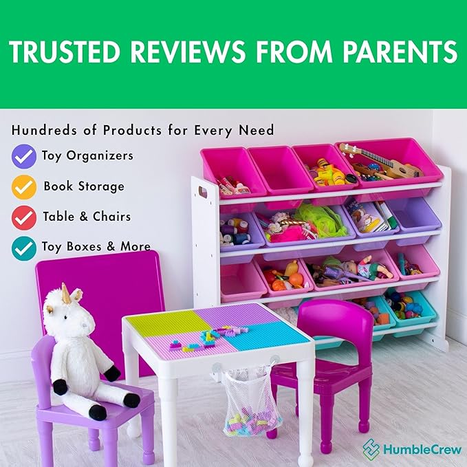 Humble Crew Toy Storage Organizer with 9 Removable Storage Bins for Kids Playroom, 3-Tier with Top Shelf Toddler Toy Organiza
