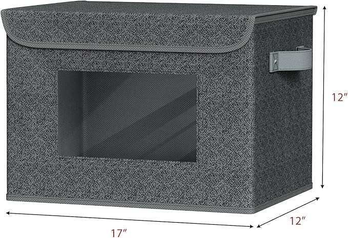 Univivi Fabric Foldable Storage Boxes with Lids [4-Pack] Large Stackable Storage Bins, Closet Organizers and Storage Cube Sto