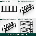 Smiry Shoe Rack, 4 Tier Bamboo Shoe Organizer, Stackable Free Standing Wooden Shoe Storage Shelf for Closet, Entryway, Front 