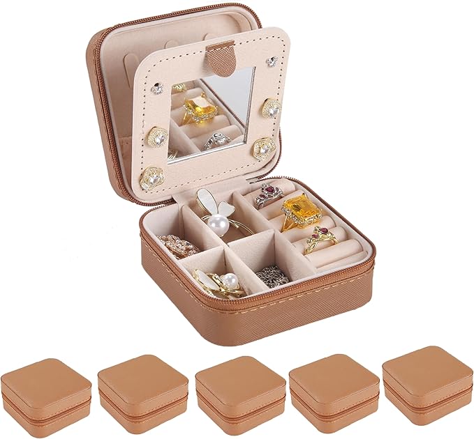 KElofoN Travel jewelry case Travel jewelry box Travel Jewelry Organizer Small Jewelry Organizer Box for Girls Women with Mirr