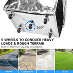 Large Reusable Grocery Bag On Wheels, 130L Foldable Tote, 5 Swivel Wheel Shopping Trolley with Multiple Pockets, Zippered Top, Folds Flat for Storage, for Shopping, Laundry, Camping, Moving, Silver