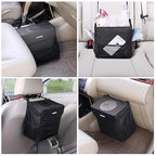 Ryhpez Car Trash Can with Lid - Car Accessories for Women Men, Vehicle Trash Bin Storage Bag, Truck Garbage Can Foldable with Metal Rack Support for Back Seat Hanging (2.4 Gallon/9L)