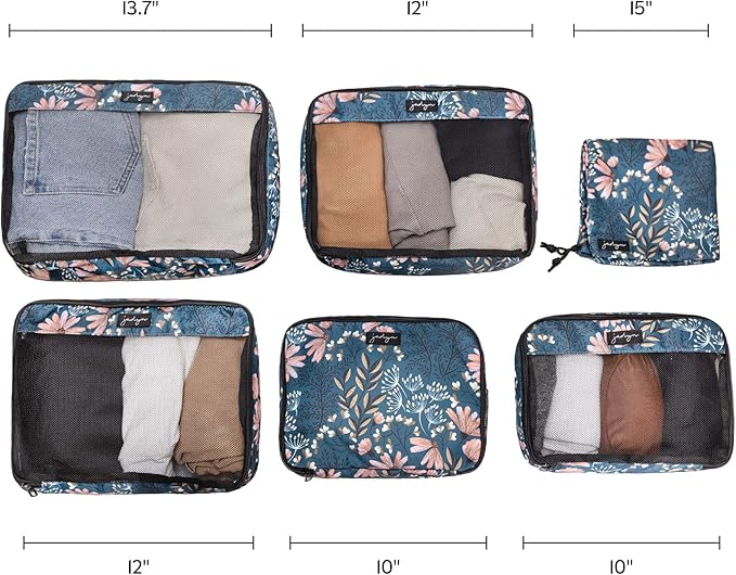 Jadyn Packing Cubes for Travel, 6-Piece Large Packing Cube Organizer Set for Suitcase, Duffel Bag, Luggage, Multiple Sizes Tr