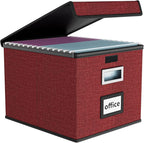 Huolewa File Organizer Box with Lid, Collapsible File Folder Organizer for Office Document Storage, Filing Box with Plastic S