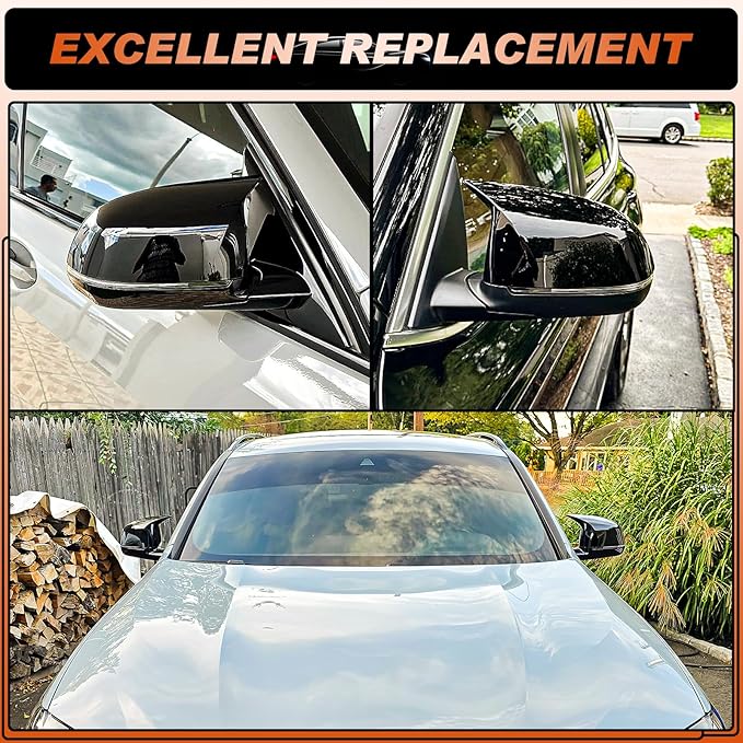 ACLONG Glossy Black Mirror Cover Caps Rearview Side Mirror Covers Fit for BMW X3/G01 X4/G02 X5/G05 X7/G07 2019-2025 X6/G06 2020-2025 Left Driver Side Right Passenger Side-2 PCS