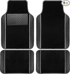NBTEPEM Waterproof Universal Fit Car Floor Mats, Faux Leather Sporty Car Carpet Mats with Anti-Slip Nibbs Backing & Driver Heel Pad Fit for SUV, Vans, Sedans, Trucks, Set of 4 (Black with White line)