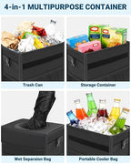 Capolo Car Trash Can with Lid, Leakproof Car Trash Bag Hanging Waterproof Automotive Garbage Can with Storage Pockets Mini Vehicle Trash Bin for Back/Front Seat(Black,3 Gallon)