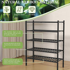ROMGUAR CRAFT 5 Tier Bamboo Shoe Rack for Closet Free Standing Wood Shoe Shelf for Entryway Small Space Stackable 27"x11"x33"