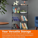 Amazon Basics 6-Cube Wire Grid Stackable Storage Organizer, Metal Shelving Unit, No-Tool Assembly, 26"W x 38"H x 12.6"D, Blac