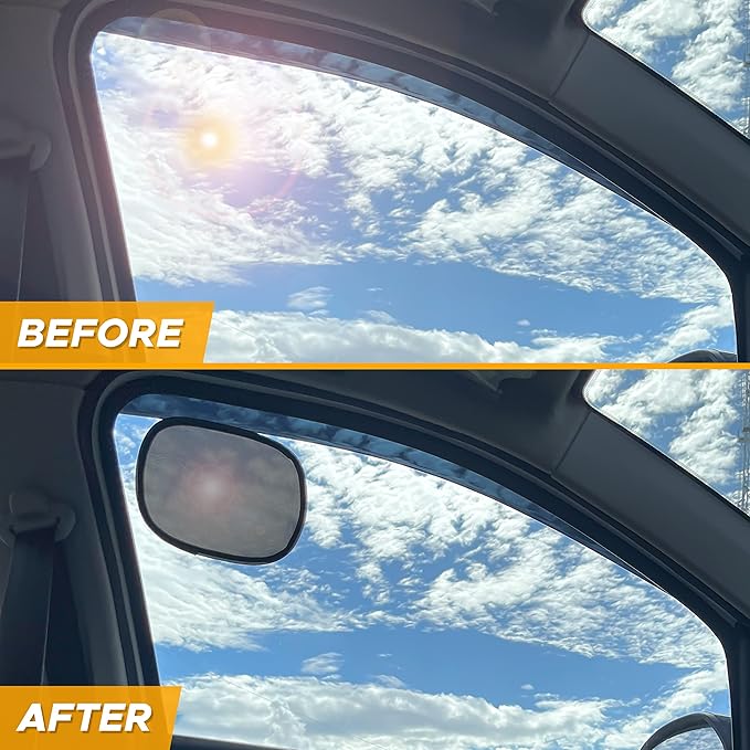 EcoNour Miniature Static Cling Window Shade for Car Sun Visor (2 Pack) | Windshield Sun Shade Static Cling for Driving Glare