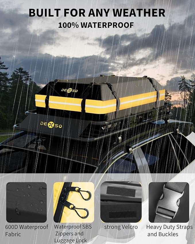 64" x 39" Universal Roof Rack Basket, 200 Lbs Capacity Rooftop Cargo Carrier Basket with 21 Cubic Feet (52" x 39" x 18") Waterproof Luggage Bag, for Suvs, Trucks, Vehiclesor Suvs, Trucks, Vehicles