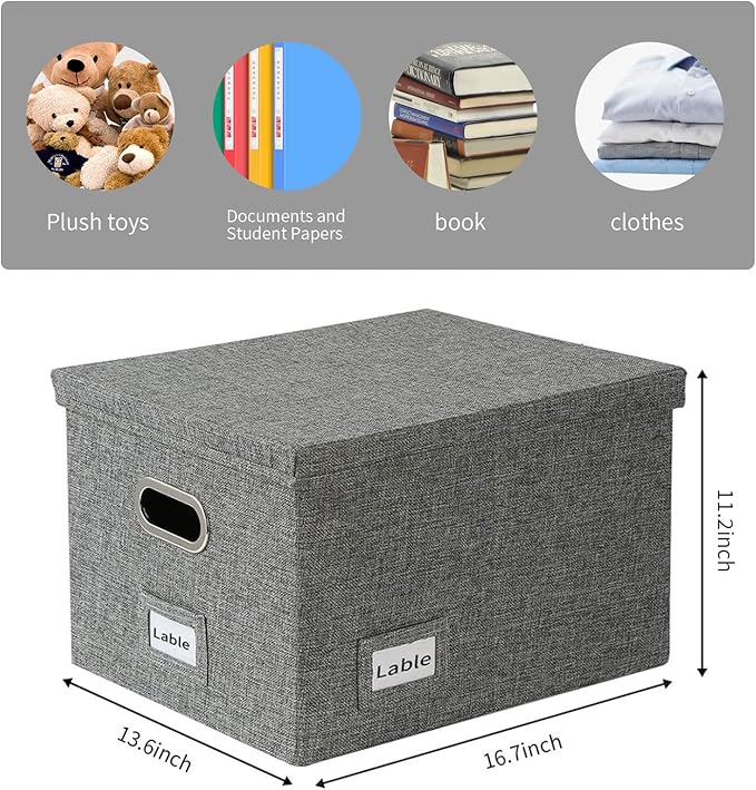 File Organizer Collapsible Storage Box for Office File Box with Lids Document Organizer for Office and Home Easy Slide Durabl