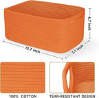 3-Pack Storage Baskets for Organizing | Woven Shelf Toy Basket | Rope Baskets for Gifts Empty | Closet Organizer Bins with Ha