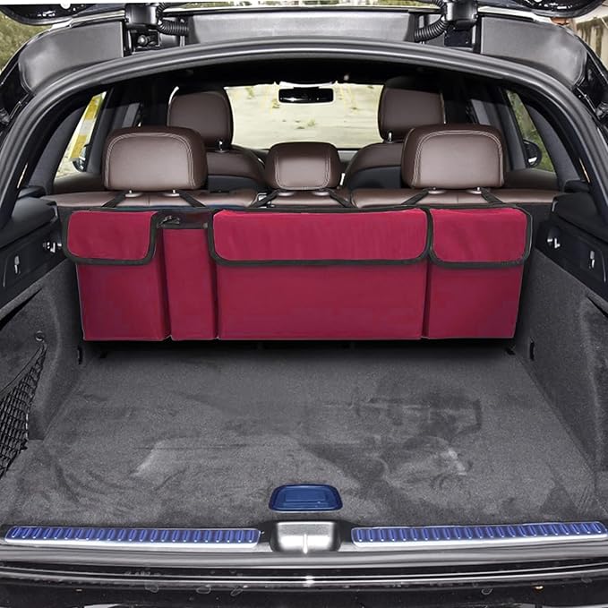 Car Trunk Organizer, Backseat Hanging Large Storage with Adjustable Straps,Waterproof PVC Collapsible Cargo Bag, Car Interior