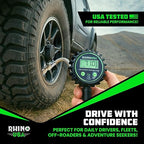 Rhino USA Digital Tire Pressure Gauge with Inflator (0-200 PSI) - Heavy Duty Air Chuck and Compressor Accessories with Stainless Braided Hose, Large 2" Dial and Solid Brass Hardware for Truck and RV