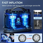 Nilight Tire Inflator Portable Air Compressor Dual Power for Car 12V DC and Home 110V AC Tires Pump Pressure Gauge Fast Inflate Auto Shutoff for Cars SUV Motorcycle Bicycle