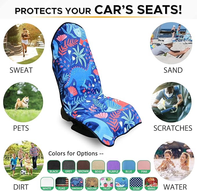 Waterproof Sweating Car Seat Cover for Post Gym Workout, Running, Swimming, Beach and Hiking, Universal Fit Non-Slip Bucket S
