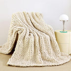 Admitrack Chunky Knit Blanket Throw, 100% Hand Knit Chenille Throw Blanket for Sofa & Home Decor, Soft and Cozy Knitted Throw