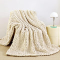 Admitrack Chunky Knit Blanket Throw, 100% Hand Knit Chenille Throw Blanket for Sofa & Home Decor, Soft and Cozy Knitted Throw