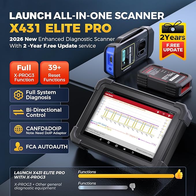 LAUNCH X431 1MM0 Elite Professional Diagnostic Scanner with X-PR0G3, 2026 Bi-Directional Control All System Scan Tool with