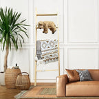 5-Tier Blanket Ladder – 4.8 Ft Wall Leaning Quilt Rack, Farmhouse Blanket Storage for Living Room, Bedroom & Bathroom – Rusti