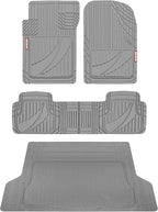 Motor Trend FlexTough™ Heavy Duty Rubber Gray Car Floor Mats All Weather & Jumbo SUV Cargo Liner Full Set - Universal Trim to Fit Automotive Floor Mats & Trunk Mats for Cars Interior Accessories
